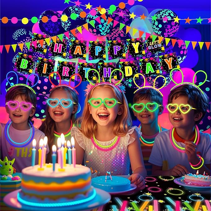 260 Pcs Neon Balloons Arch Garland Kit, Glow in the Dark Birthday Party Decorations, UV Neon Balloons Glow Party Banner Party Supplies Birthday Party Decor