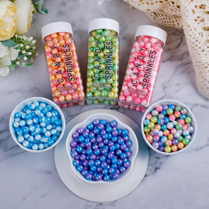 St Patricks Day Sprinkles for Cake Decorating - Gradient Yellow & Green Easter Pearl Sprinkles for Baking, Cookies, Cake, Cupcakes, Donuts & Ice Cream Toppings (4.6oz/130g, 7mm)