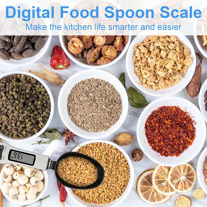 Kitchen Digital Measuring Spoon Food Scale Digital Multi-Function Small Digital Spoon Scale, Weight from 0.1 Grams to 500 Grams Support Unit g/oz/gn/ct (with 2 AAA Batteries)-LCD Display