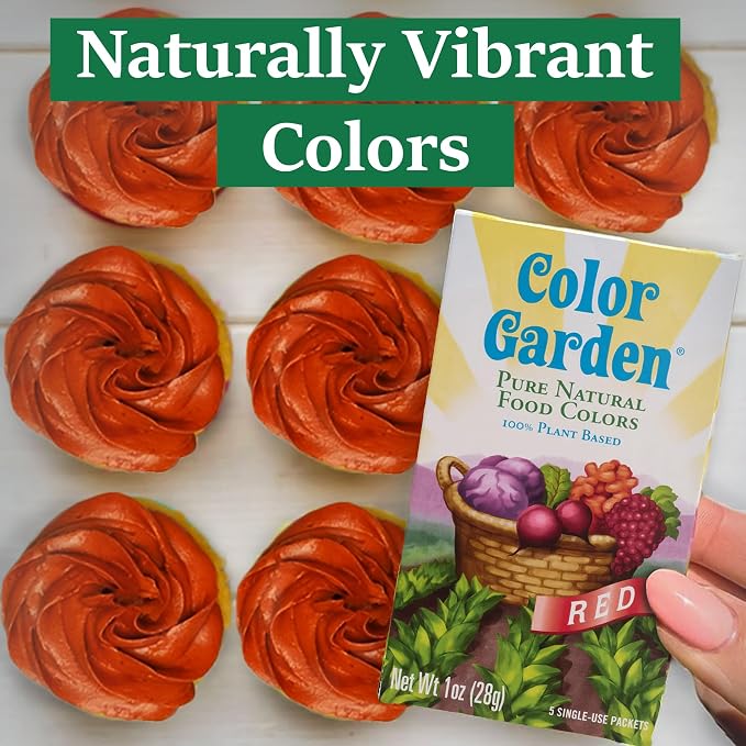 Color Garden Pure Natural Food Coloring, Red – 5 ct 1 oz | Plant-Based, Vegan, Non-Toxic Liquid Food Dye, Healthy Food Coloring