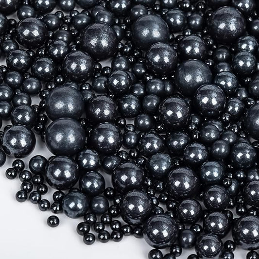Edible Black Pearl Sprinkles,Holiday Pearls Sugar Sprinkle,130g Mix Size Baking Cake Decorations Candy,Cupcake Toppers,Cookie Decorating Donuts Ice Cream Toppings,Birthday Party Supplies