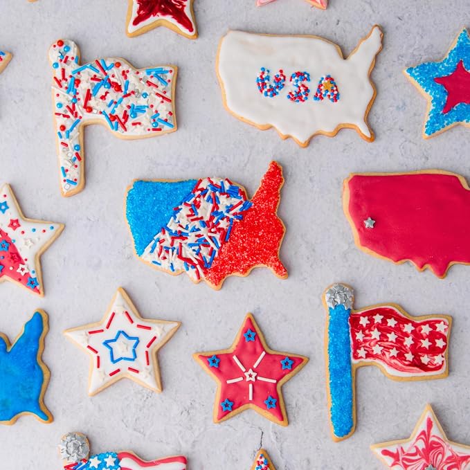 Sweets Indeed 4th of July Sprinkles 6 Cell Jar – Patriotic Nonpareils, Star Sprinkles, Jimmies and Sanding Sugar for Baking & Decorating Cupcakes, Cookies, Cakes & Desserts – 6.07 ounces