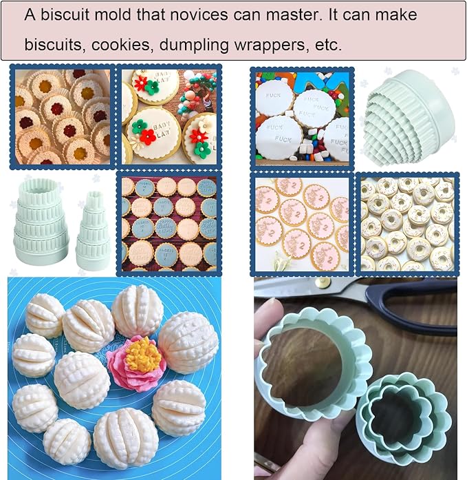 8 Pack Biscuit Cutter Set Round Cookie Cutters Cookie Dough Cutter for Baking Dough Pastry Mini Apple Pie Tea Sandwich Scone English Muffin Fondant Decoration Donuts Jam Tarts Appetizer
