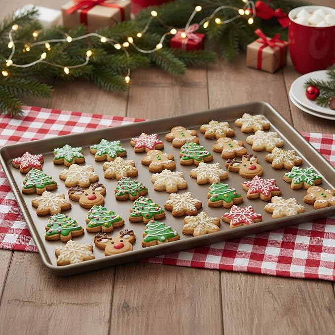 Nicunom Set of 2 Sheet Cake Pan, 11.8" x 17.5" Cookie Sheet, Nonstick Baking Sheet Pans Bakeware Toaster Oven Baking Trays Set, Perfect Cookie Sheet for Baking and Roasting, Commercial Or Home Use