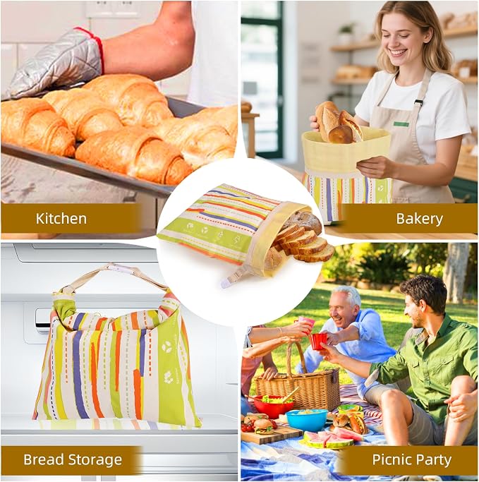 2 Pack Beeswax Bread Bags for Sourdough Homemade Bread，XL Reusable Beeswax Bread Storage Bag，Portable with large capacity，Keeps Fresh, Easy to Clean