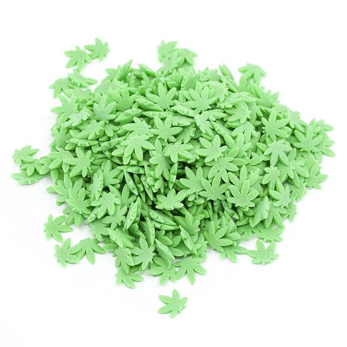 The Sugar Lab Hemp Leaf Sprinkles - Edible Marijuana Party Decorations - CBD & THC Free - Cake Decor & Ice Cream Topping - For 420 Cupcakes - Pot Leaf Sugar Sprinkles - 2oz - Sold in a Bud Tin