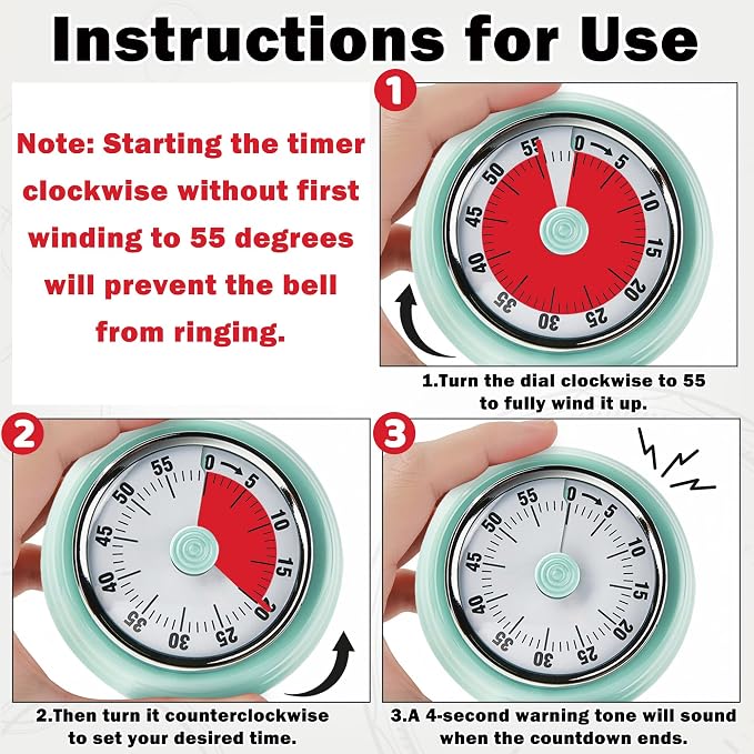 60-Minute Magnetic Visual Timer, Silent Operation and No Battery Needed, Time Management Tools for Kitchen, Homeschool Desk, Office Meetings & Home Learning Timer (Green-Pink)