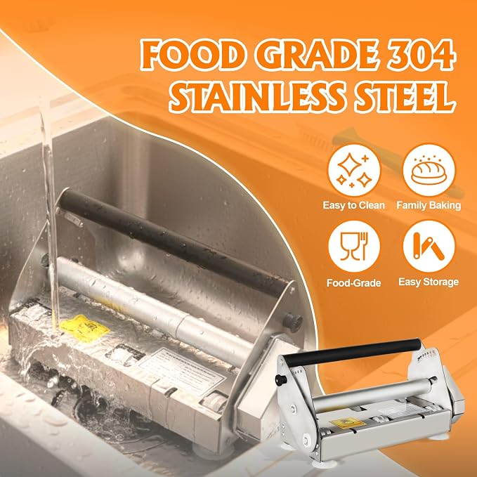 Folding Manual Dough Sheeter 12", Countertop Pastry Roller & Laminadora de Masa Manual for Croissants, Pizza Dough & Puff Pastry – Adjustable Dough Roller Machine for Home & Commercial Use