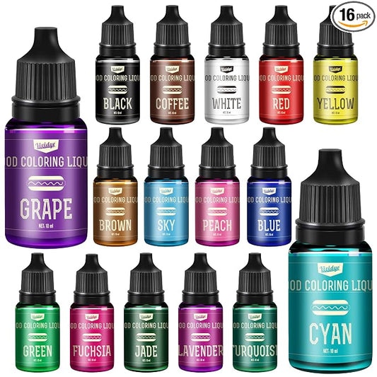 Food Coloring Set - 16 Vivid Colors Food Coloring Set for Baking, Cake Decorating, Cookie, Fondant and Macaron - Liquid Tasteless Food Color Dye for DIY Slime Making and Crafts - .35 fl. oz. Bottles