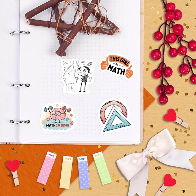 100Pcs Math Stickers for Laptops & Water Bottle - Funny Math Gifts, Party Supplies & Decorations - Nerd Stickers — Gift for Women & Men