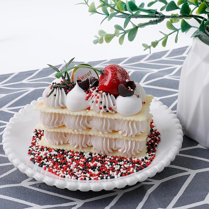 Black, Red & White Nonpareils Sprinkles - 4.6oz Edible 2mm Dot Sprinkles | Sprinkles for Cake Decorating, Cupcake, Cookie, Baking, Donuts, Ice Cream Toppings