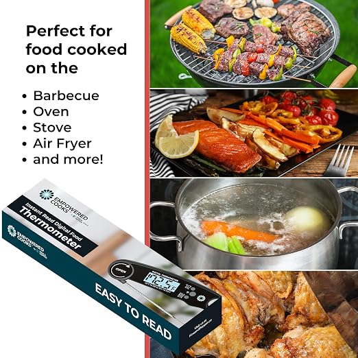 Cathy Yoder's Meat Thermometer Digital, Instant Read Food Thermometer for Cooking in Air Fryer Oven, BBQ, Grill & Baking. Measure Internal Temperatures Probe Easy Display Kitchen Grilling Accessories