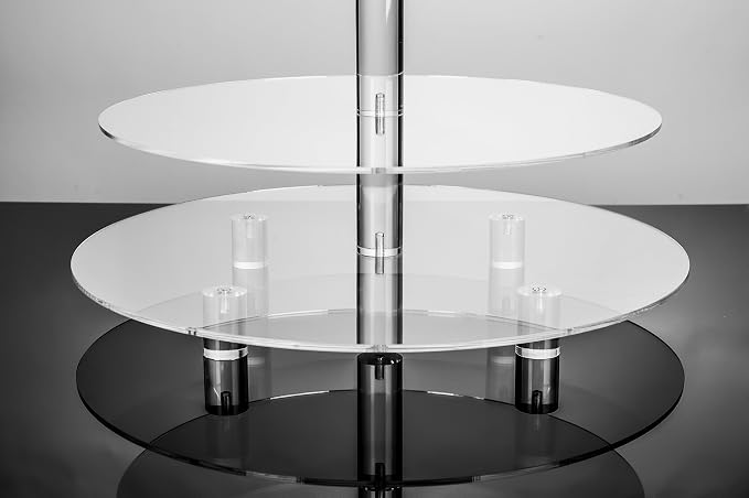 Jusalpha 4 Tier Round Acrylic Cupcake Stand-cake stand-dessert stand, cupcake Tower (4 Tier With Base)