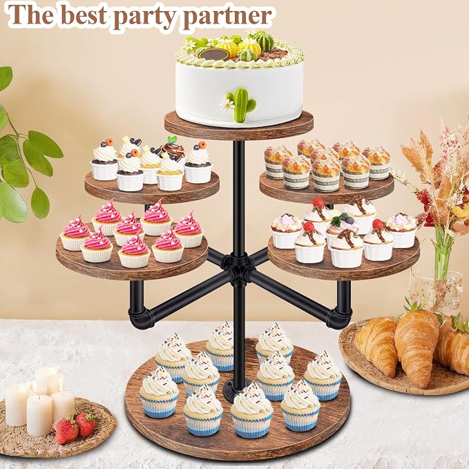 Cupcake Stand, 3 Tier Cupcake Tower Large Cupcake Stand for 50 Cupcakes Wood Cake Stand Tiered Tray Stand Dessert Table Display Set Tiered Cake Stand for Party, Wedding, Birthday