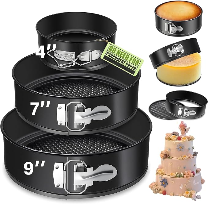 Springform Pan, Nonstick Leakproof Round Cheesecake Pan for Baking, Easy Release, No Parchment Paper Needed (4-7-9-inch)