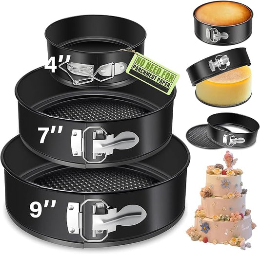 Springform Pan, Nonstick Leakproof Round Cheesecake Pan for Baking, Easy Release, No Parchment Paper Needed (4-7-9-inch)