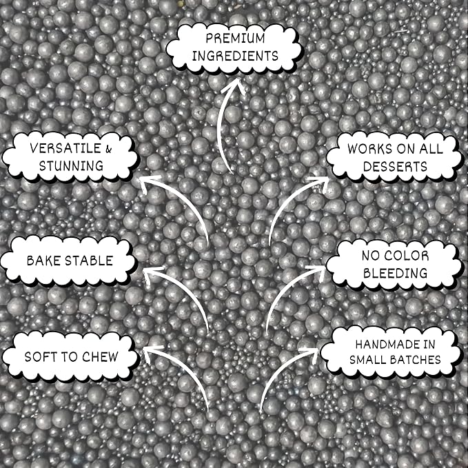 Confect Love Silver Metallic Disco Ball Sprinkles – Edible Cake Decorating Sugar Pearls | Shiny Silver Dessert Toppers for Cupcakes, Cookies, Cakes & Party Treats | Vegan, Gluten-Free, Nut-Free, Soy-Free, Dairy-Free, Palm Oil-Free- 4.2 Oz