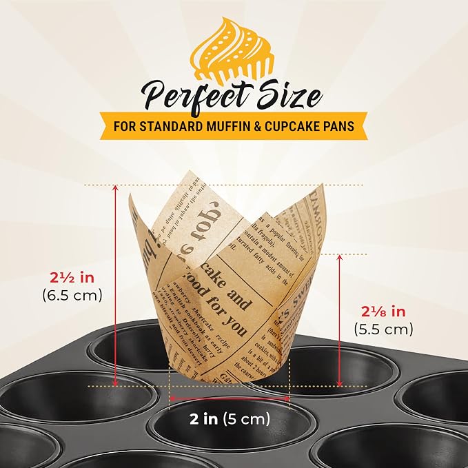 Baker's Signature 150pcs Parchment Paper Muffin Liners - Natural Wood Pulp, Greaseproof, Waterproof, Non-Toxic - Ideal for Multiple Occasions