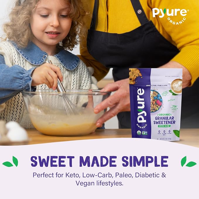 Pyure Organic All-Purpose Blend Stevia Sweetener | White Sugar Substitute, Zero Carb, Zero Sugar, Zero Calorie, Plant-Based Sweetener Perfect for Bakery & Restaurant Sugar Free Sweetening | 44 lb