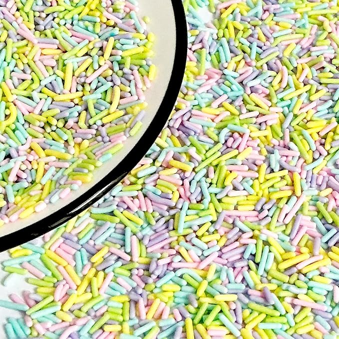 Homipooty Easter Jimmies Sprinkles Edible Pastel Pink, Purple, Blue, Green, Yellow Soft Jimmies for Cake Decorating 78g/2.75oz Cookie Cupcake Topper Ice Cream