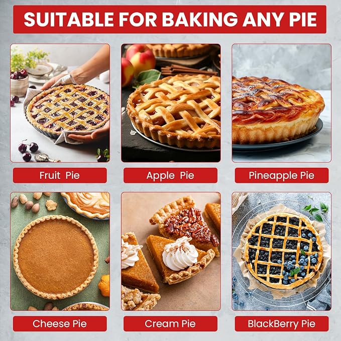Tart Pan with Removable Bottom,9 Inch Tart and Quiche Pan,Non-stick Round Carbon Steel Deep Fluted Pie Pan with Crust Shaper Ring - Quiche Baking Dish Tart Pans For Baking Party Festival
