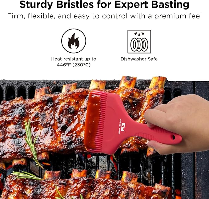 Kitchen Mama Platinum Silicone Extra Wide Pastry & Basting Brush Set | Heat Resistant, Dishwasher Safe, BBQ Grilling & Cooking, Baking & Outdoor Use, For Butter, Egg Wash, Oil, Sauce