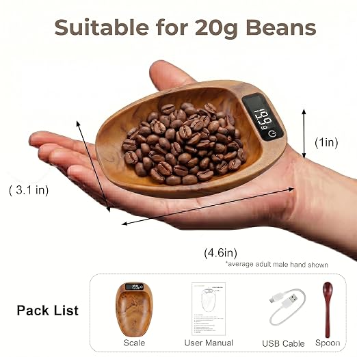 Portable Coffee Scale Mini Electronic Gram Scale Rechargeable Digital Scale for Home Office Coffee Making & Kitchen Use (Gold)