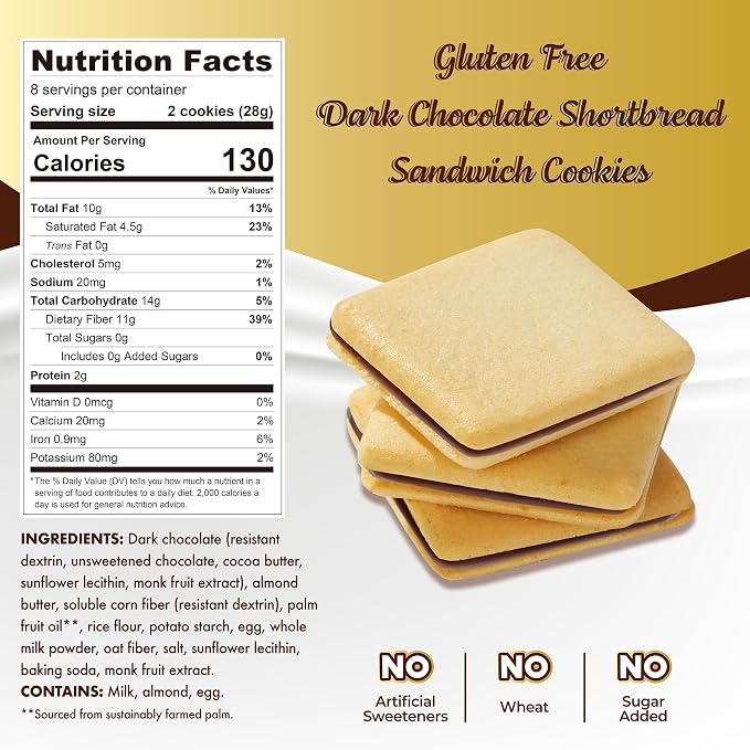 ChocZero Dark Chocolate Jolies Cookies, Sugar Free Chocolate Filled Cookies, Gluten Free, Keto, Low Carb, High Fiber, 8 oz Box