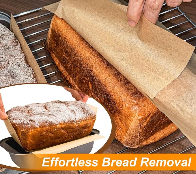 Webake 200Pcs Unbleached Parchment Paper Loaf Pan Liners for Baking Bread 9x5, 1lb 1.5lb 2lb, Original Precut, Non Toxic Baking Paper
