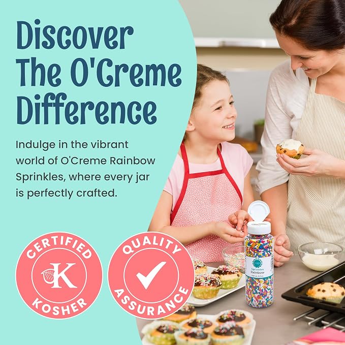 O’Creme White Pearl Sprinkles – 6.3oz for Cake Decorating – Kosher Pastel Sprinkles for Cupcakes, Cookies, Cakes, Ice Cream – Easy-Pour Jar