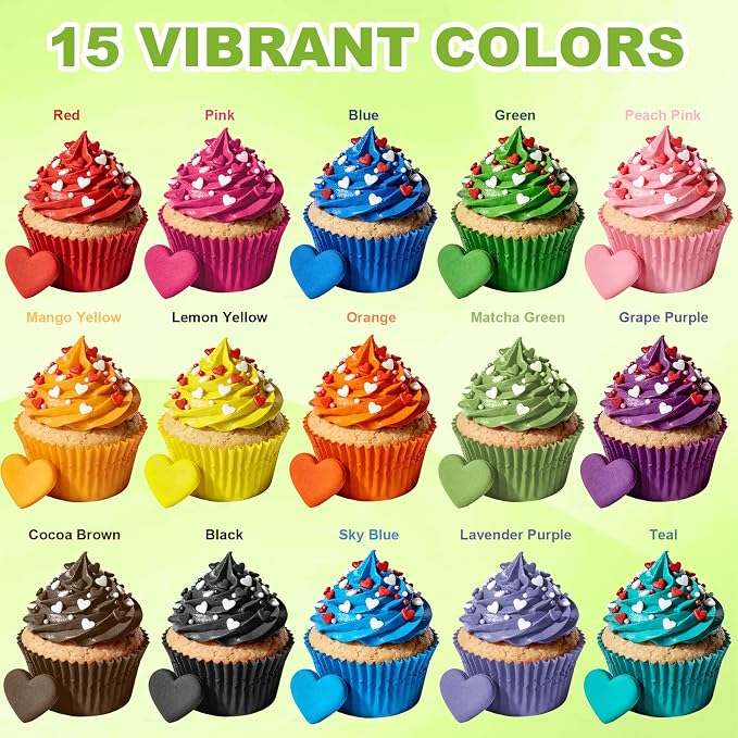 Natural Food Coloring - 15 Colors Liquid Natural Food Dye for Baking, FD&C & Artificial Dye Free Food Coloring for Cake, Cookie, Icing, Easter Eggs, Fondant, Gluten-Free - 106ml/3.58 fl.oz