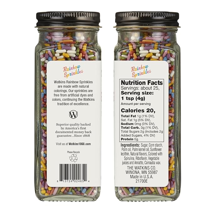 Watkins Rainbow Decorating Sprinkles, 3.4 Ounce Jar, 3-Pack