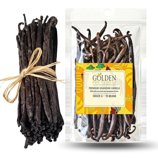Vanilla Beans 15 Count, Grade A Vanilla Bean Pods 6–7 Inches, Whole Vanilla Beans for Homemade Vanilla Extract, Bourbon Vanilla Pods, Fresh, Moist & Aromatic, Non-GMO
