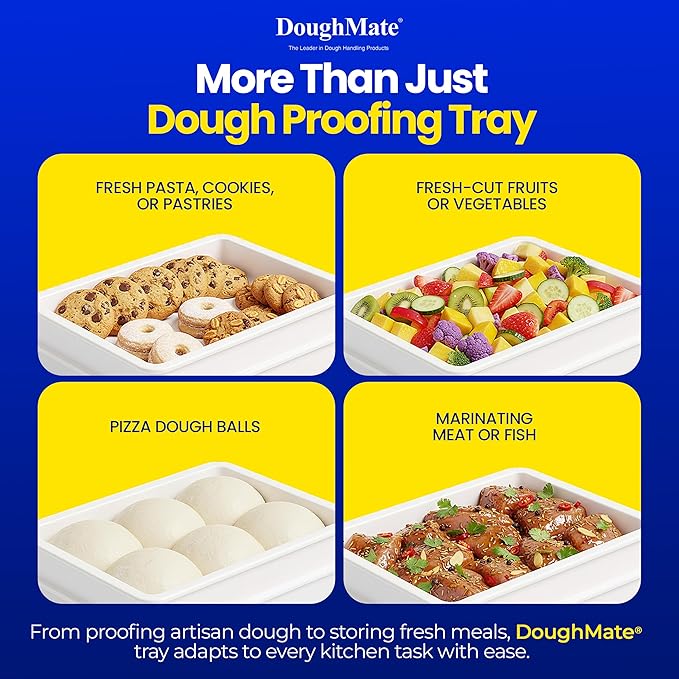 DoughMate® 1 Pizza Dough Proofing Tray with 1 Lid - Holds 6 Dough Balls - Easy to Clean, Durable - NSF® Certified, Made in USA