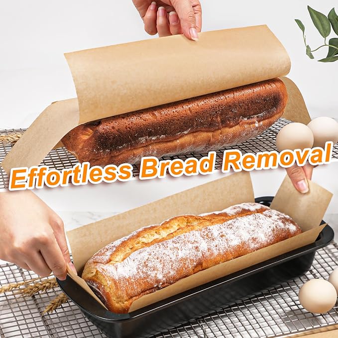 Webake Unbleached Parchment Paper Large Loaf Pan Liners for 13" x 5" Long Baking Bread, Original Precut, Non Toxic 100 Pcs