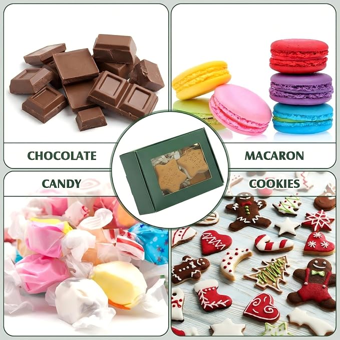 Zonon 30 Pcs Soap Boxes for Homemade Packaging, Mini Kraft Boxes with Window for Bakery Candy Soap Making Gift Packaging, 3.7x2.6x1.4 Inch (Green)