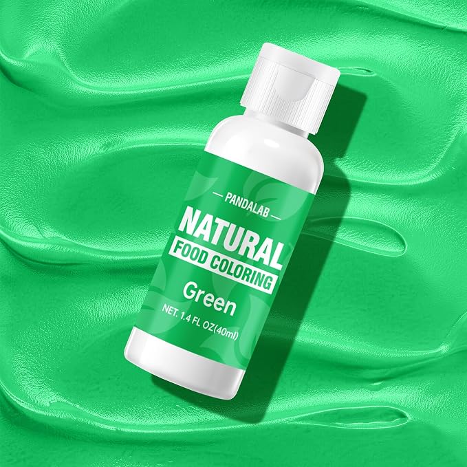Green Natural Food Coloring - Pandalab 40mL Plant-Based Concentrated Food Dye, No Artificial Dye, Vegan Edible Color for Baking, Cake Decorating, Icing, Frosting, Cookies, Candy, 1.4 Fl Oz