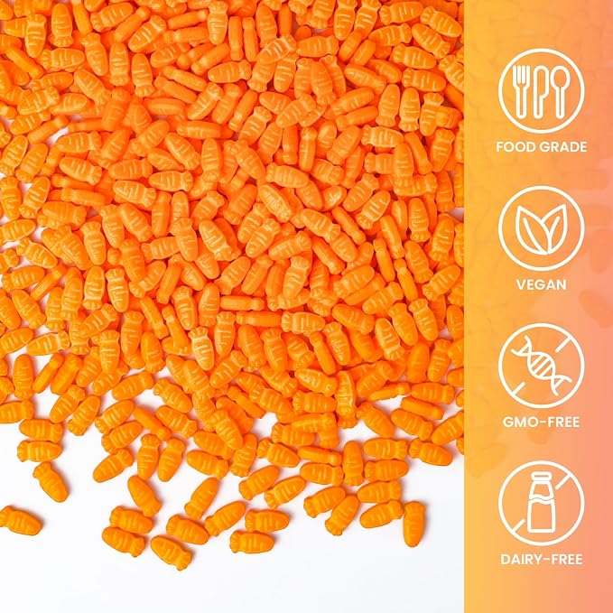 Carrot Sprinkles for Cake Decorations, 3.52oz Edible Carrot Cake Decorations, Easter Sprinkles for Cupcakes Topper Baking Cookies Spring Party Supplies Birthday Celebrations