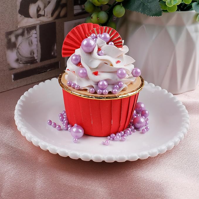 Purple Pearl Sprinkles for Cake Decorating, 11.3oz/320g Edible Pearls Sugar Large Capacity 4 Jars Set for Baking Cupcakes Cookies Dessert