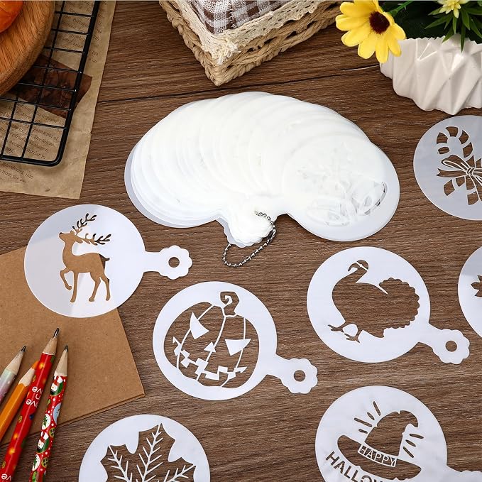 JULBEAR 36 Pcs Holiday Cookie Cake Stencils Baking Templates | Cookie cake stencils for Christmas, Halloween, Thanksgiving, for baking, painting, dessert, coffee & DIY party decoration