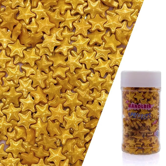10mm Gold Sprinkles Edible Stars Cake Decorating Stars Cake Decorations Cupcake Toppers Cookie Decorating Perfect for Cakes,Cupcakes,Desserts Toppings 3OZ