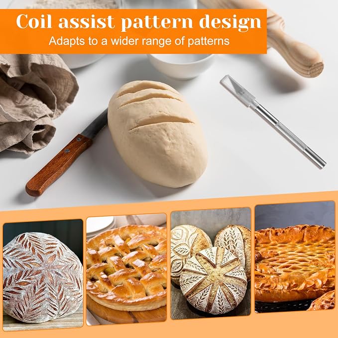 11 Pcs Sourdough Scoring Bread Lame with 10 Blades, Safety Cover Dough Cutter Baker's Knife Sour Scorer Tool Handmade Blade Slashing for Artisan Sourdough Baking Cake Making Cutting Accessories