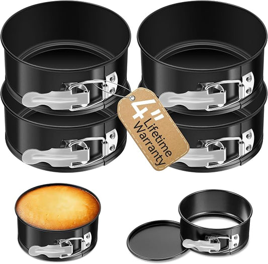 USLAI Springform Pan, 4 Inch Nonstick Cheesecake Pan with Removable Bottom, Easy to Clean, Ideal for Baking Mini Cheesecakes, Pies, Pizzas and Quiches - Set of 4