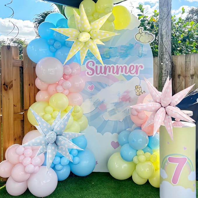 2Pcs Yellow Macaron Polka Dot Explosion Pointed Star Foil Balloons/Candy Color Balloon for Christmas, Candyland Party, Baby Shower, Unicorn Birthday, Easter/Rainbow Candy Themed Party Decorations