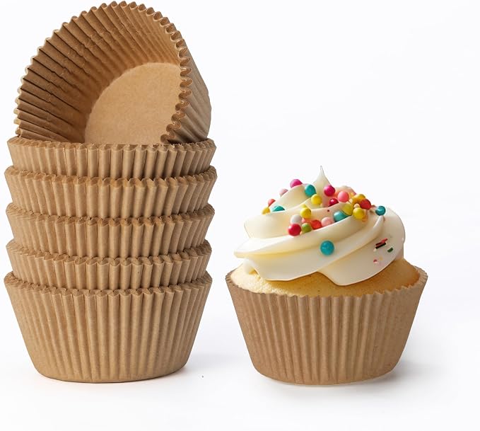 Mini Muffin Liners 500 pcs Natural Mini Cupcake Liners,Food&Grade,Greaseproof Paper Baking Cups, for Christmas/Halloween Party by GoldenBakeryFamily