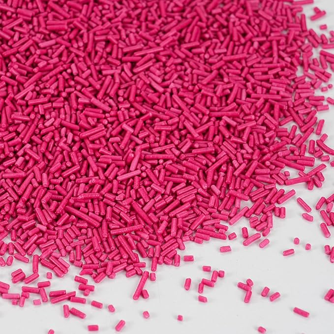 Dye Free Sprinkles Hot Pink No Artificial Dyes Natural Jimmies Valentines Sprinkles for Birthday Cake Decorations Baby Shower, Cookies, Fondant Cake, Dessert Toppings, 4.2oz