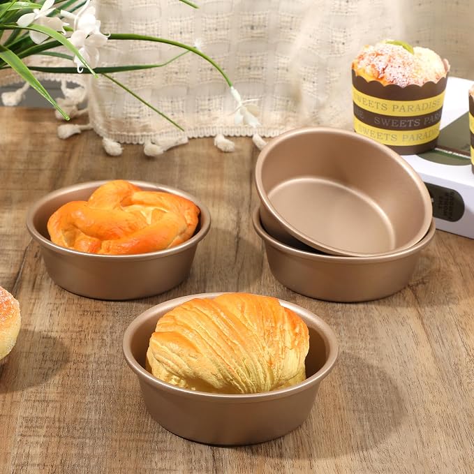 6 PCS Air Fryer Mini Pie Pan Tart Tins, Jumbo Muffin Cupcake Pan 4 Inch Air Fryer Hamburger Bun Mold, Non-Stick Air Fryer Egg Baking Pan Individual Mini Cake Pans for Baking
