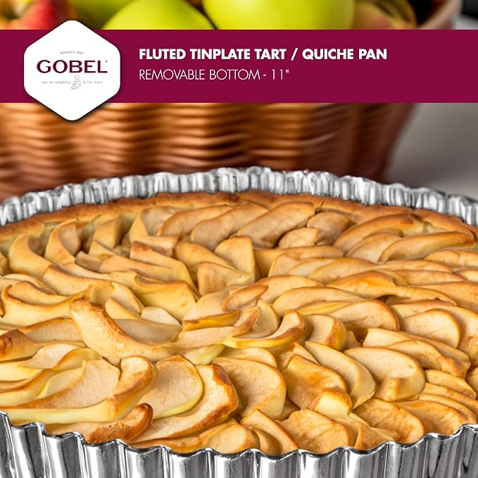 Gobel - Tinplate Round Fluted Tart Mold/Quiche Pan with Removable Bottom - 11"