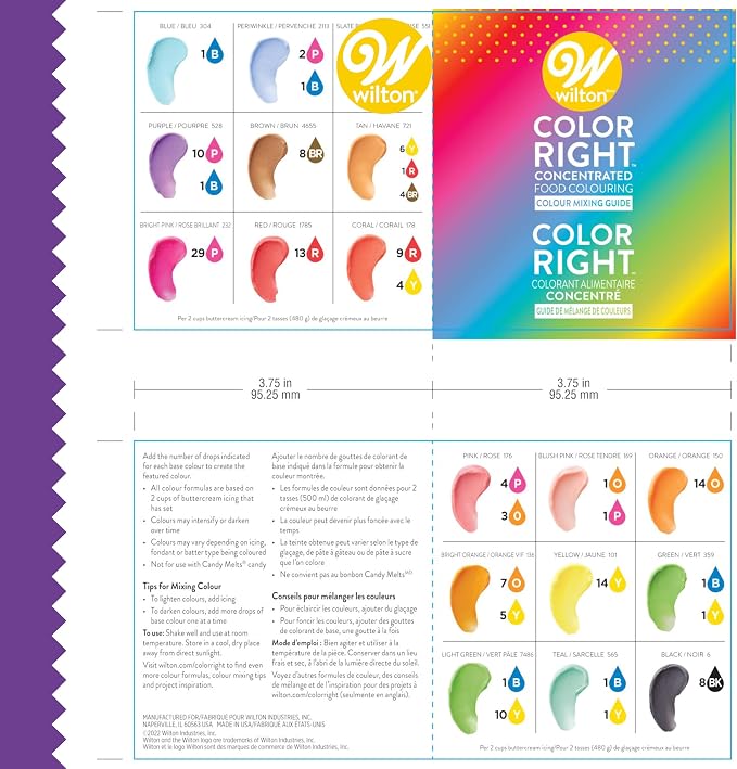 Wilton Color Right Performance Food Coloring, Ultra-Concentrated Liquid Gel Colors for Icing, Fondant & Cake Batter, 8-Count Pack