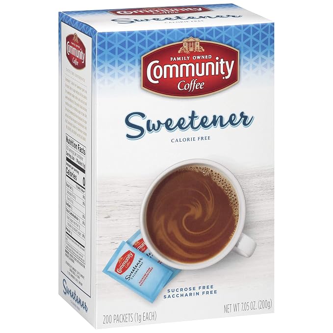 Community Coffee Blue Sweetener Packets, 2,400 Count (200 Count Pack of 12)
